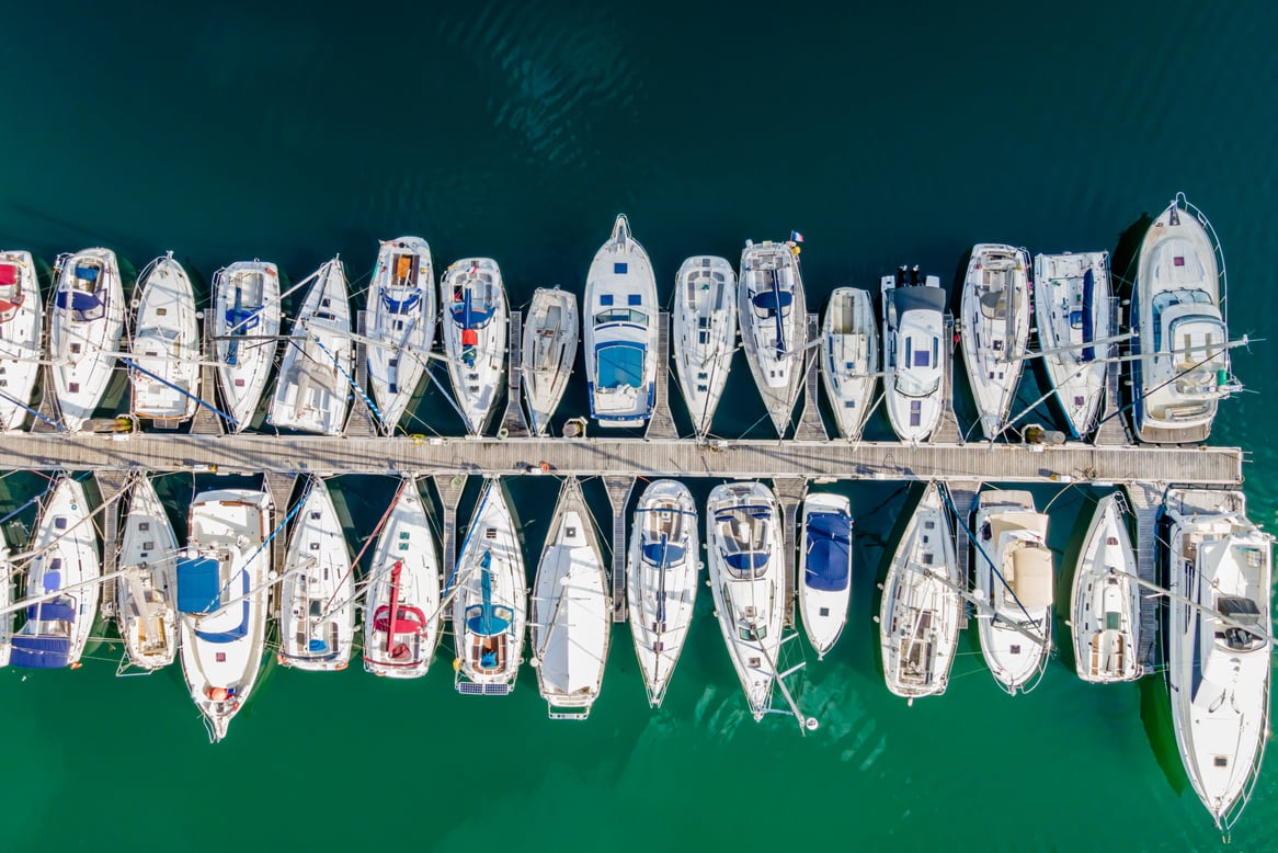 Boats moored at the pontoon (Hendaye, Basque Country, France - Sokoburu harbour)